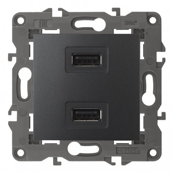 Фотография товара 'Эра Устройство зарядное USB, 5В-2100мА, Эра Elegance, антрацит Б0034373'