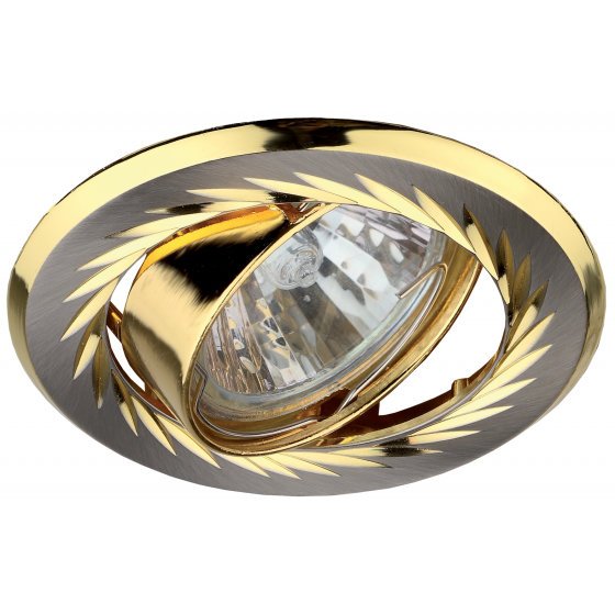 Фотография товара 'Эра Светильник KL6A SN/G литой пов. с гравировкой по кругу MR16,12V/220V, 50W сатин никель/золото C0043674'