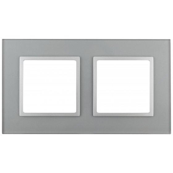Фотография товара 'Эра Рамка на 2 поста, стекло, Эра Elegance, алюминий+алюм Б0034490'