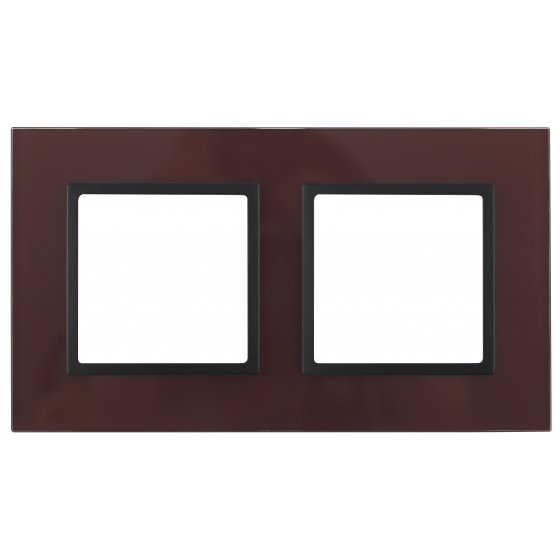 Фотография товара 'Эра Рамка на 2 поста, стекло, Эра Elegance, бордо+антр Б0034497'