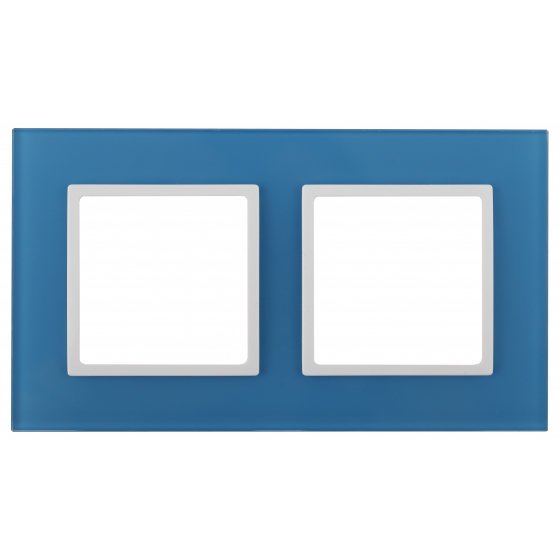 Фотография товара 'Эра Рамка на 2 поста, стекло, Эра Elegance, голубой+бел Б0034500'