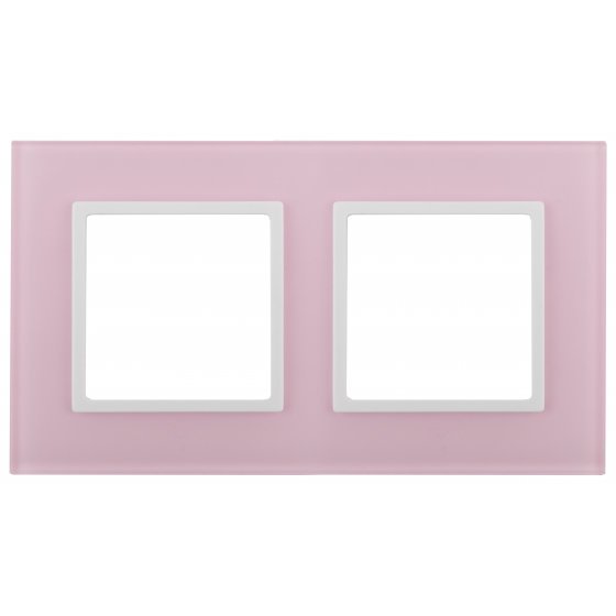 Фотография товара 'Эра Рамка на 2 поста, стекло, Эра Elegance, розовый+бел Б0034502'