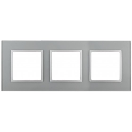 Фотография товара 'Эра Рамка на 3 поста, стекло, Эра Elegance, алюминий+алюм Б0034508'