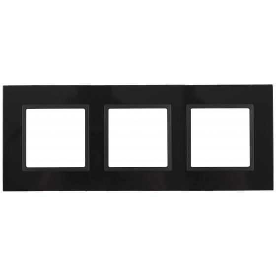 Фотография товара 'Эра Рамка на 3 поста, стекло, Эра Elegance, чёрный+антр Б0034510'
