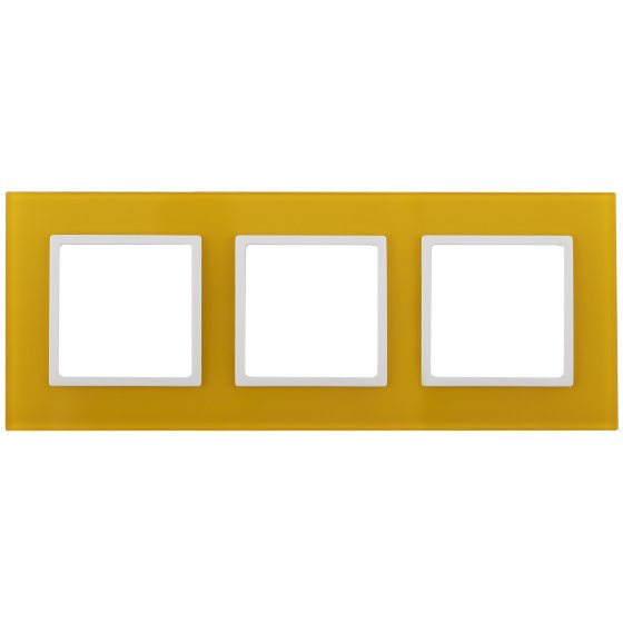Фотография товара 'Эра Рамка на 3 поста, стекло, Эра Elegance, жёлтый+бел Б0034512'