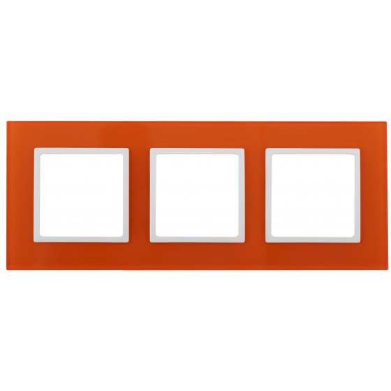 Фотография товара 'Эра Рамка на 3 поста, стекло, Эра Elegance, оранжевый+бел Б0034513'