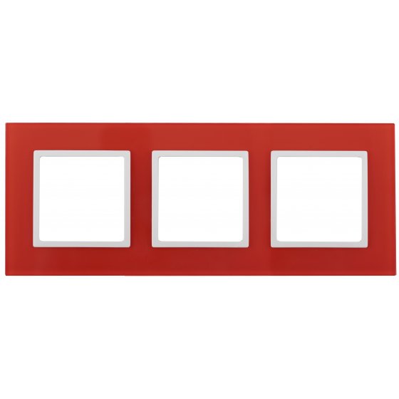 Фотография товара 'Эра Рамка на 3 поста, стекло, Эра Elegance, красный+бел Б0034514'