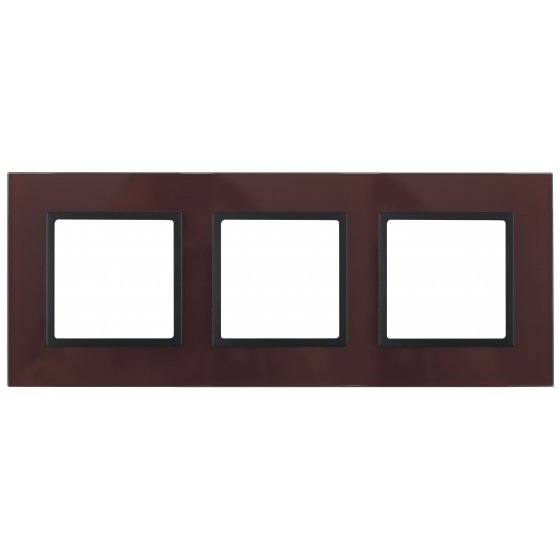 Фотография товара 'Эра Рамка на 3 поста, стекло, Эра Elegance, бордо+антр Б0034515'