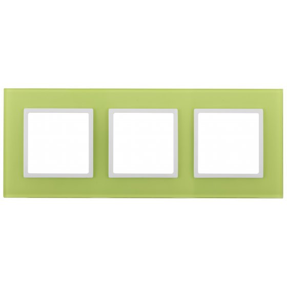 Фотография товара 'Эра Рамка на 3 поста, стекло, Эра Elegance, лайм+бел Б0034516'
