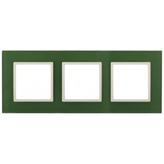Фотография товара 'Эра Рамка на 3 поста, стекло, Эра Elegance, зелёный+сл.кость Б0034517'