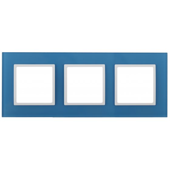 Фотография товара 'Эра Рамка на 3 поста, стекло, Эра Elegance, голубой+бел Б0034518'