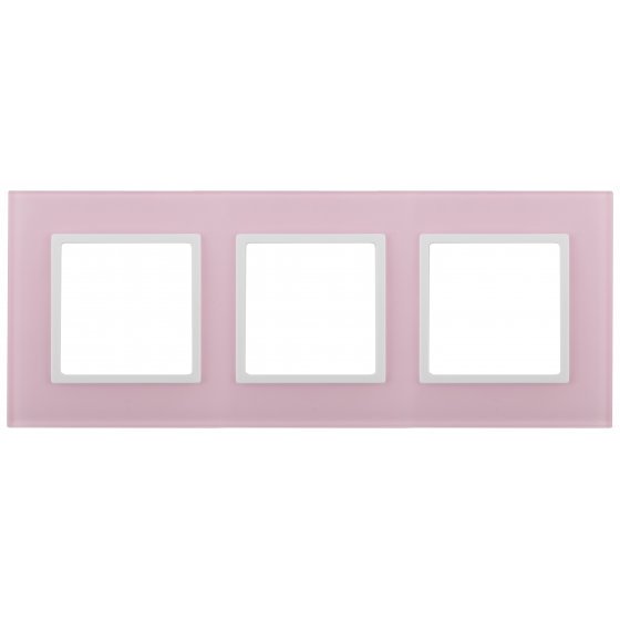 Фотография товара 'Эра Рамка на 3 поста, стекло, Эра Elegance, розовый+бел Б0034520'