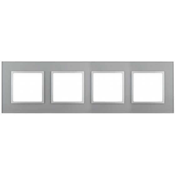 Фотография товара 'Эра Рамка на 4 поста, стекло, Эра Elegance, алюминий+алюм Б0034526'