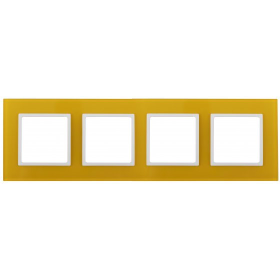 Фотография товара 'Эра Рамка на 4 поста, стекло, Эра Elegance, жёлтый+бел Б0034530'