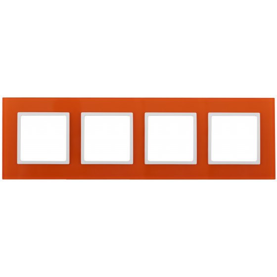 Фотография товара 'Эра Рамка на 4 поста, стекло, Эра Elegance, оранжевый+бел Б0034531'