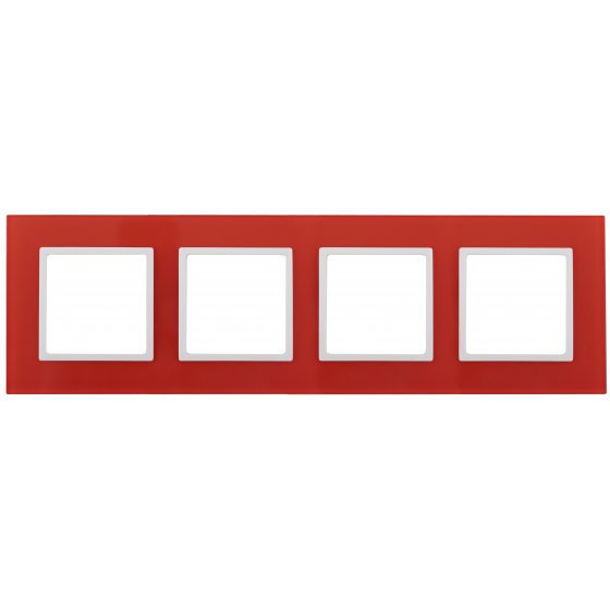 Фотография товара 'Эра Рамка на 4 поста, стекло, Эра Elegance, красный+бел Б0034532'