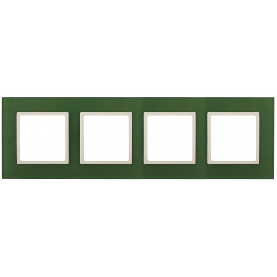Фотография товара 'Эра Рамка на 4 поста, стекло, Эра Elegance, зелёный+сл.кость Б0034535'