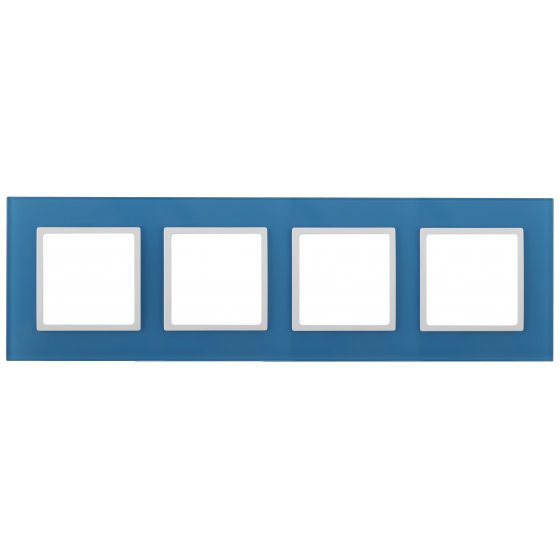 Фотография товара 'Эра Рамка на 4 поста, стекло, Эра Elegance, голубой+бел Б0034536'