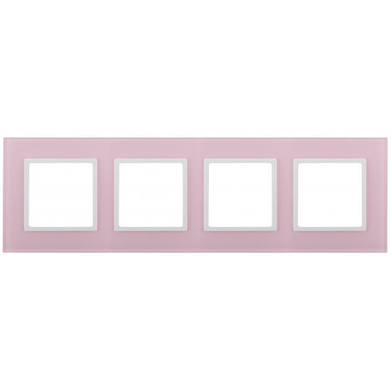 Фотография товара 'Эра Рамка на 4 поста, стекло, Эра Elegance, розовый+бел Б0034538'
