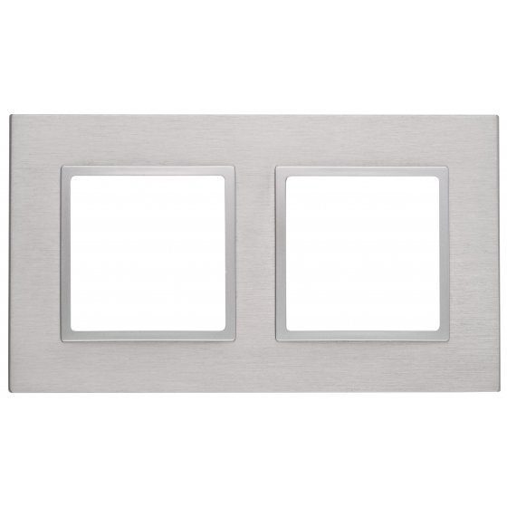 Фотография товара 'Эра Рамка на 2 поста, металл, Эра Elegance, алюминий+алюм Б0034547'