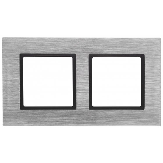 Фотография товара 'Эра Рамка на 2 поста, металл, Эра Elegance, сталь+антр Б0034551'