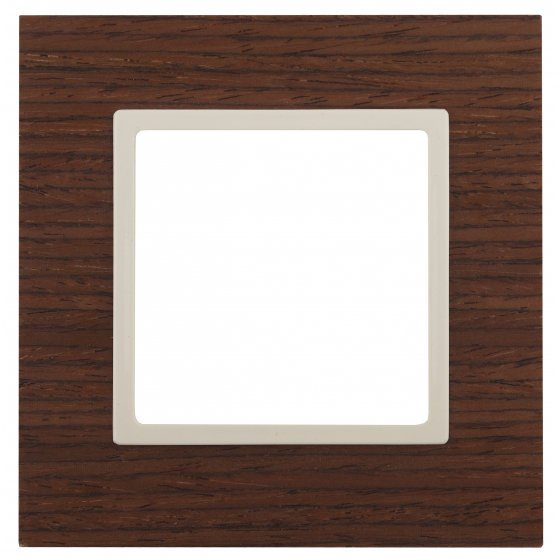 Фотография товара 'Эра Рамка на 1 пост, дерево, Эра Elegance, дуб+сл.кость Б0034568'