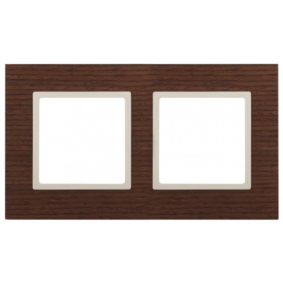 Фотография товара 'Эра Рамка на 2 поста, дерево, Эра Elegance, дуб+сл.кость Б0034574'