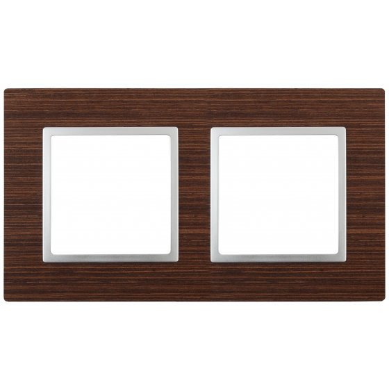 Фотография товара 'Эра Рамка на 2 поста, дерево, Эра Elegance, венге+алюм Б0034575'