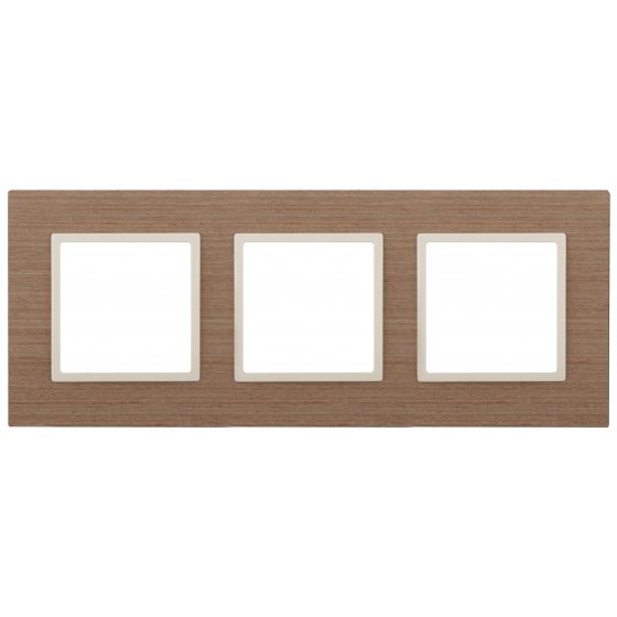 Фотография товара 'Эра Рамка на 3 поста, дерево, Эра Elegance, ясень+сл.кость Б0034578'