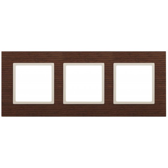 Фотография товара 'Эра Рамка на 3 поста, дерево, Эра Elegance, дуб+сл.кость Б0034580'