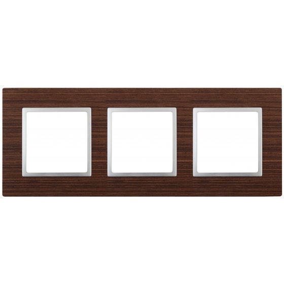 Фотография товара 'Эра Рамка на 3 поста, дерево, Эра Elegance, венге+алюм Б0034581'