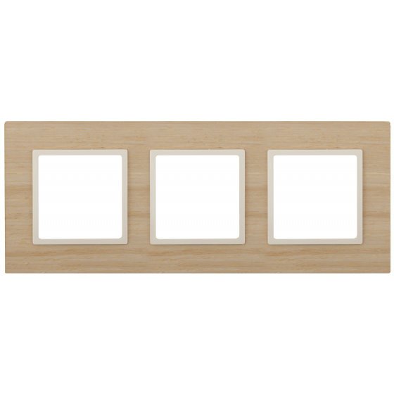 Фотография товара 'Эра Рамка на 3 поста, дерево, Эра Elegance, клён+сл.кость Б0034582'