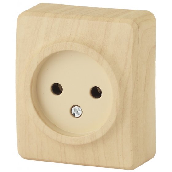 Фотография товара 'Эра Розетка 2P, 16АХ-250В, ОУ, Эра Эксперт, сосна Б0020681'