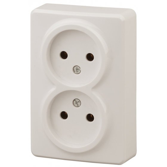 Фотография товара 'Эра Розетка 2х2P, 16АХ-250В, ОУ, Эра Эксперт, сл.кость Б0020683'