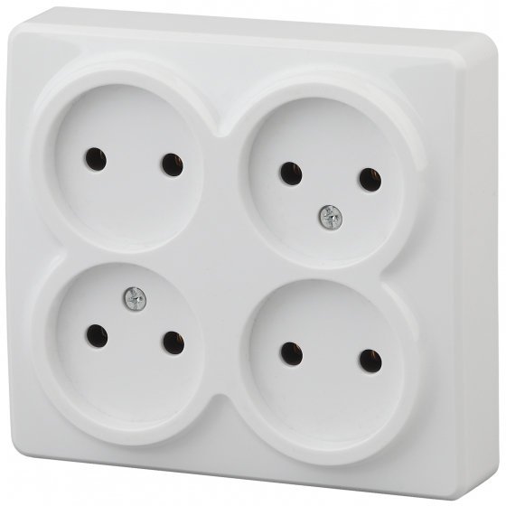 Фотография товара 'Эра Розетка 4х2P, 16АХ-250В, ОУ, Эра Эксперт, белый Б0020706'