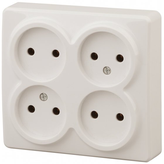 Фотография товара 'Эра Розетка 4х2P, 16АХ-250В, ОУ, Эра Эксперт, сл.кость Б0020707'