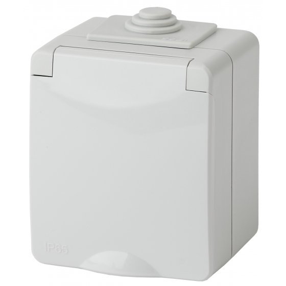 Фотография товара 'Эра Розетка 2P+E IP65, шторки, 16АХ-250В, ОУ, Эра Эксперт, серый Б0035990'