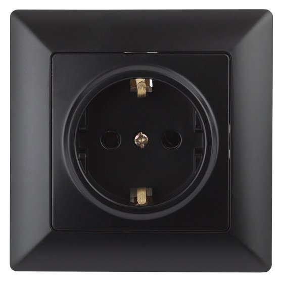 Фотография товара 'Эра Розетка Intro Solo 4-206-05 с заземлением 2P+E Schuko со шторками, 16А-250В, IP20, СУ, антрацит Б0053685'