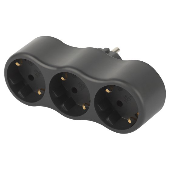 Фотография товара 'Эра Разветвитель электрический SPx-3e-B на 3 розетки с заземлением 16А черный Б0059723'