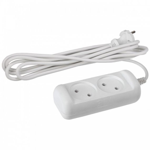 Фотография товара 'Эра Удлинитель бытовой 2гн, 5м, ПВС, 2х1мм2, 10А Б0028361'