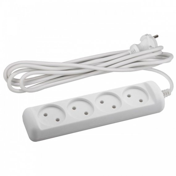 Фотография товара 'Эра Удлинитель бытовой 4гн, 5м, ПВС, 2х1мм2, 10А Б0028363'