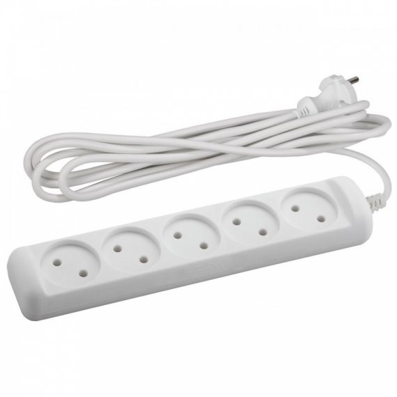 Фотография товара 'Эра Удлинитель бытовой 5гн, 5м, ПВС, 2х1мм2, 10А Б0028365'