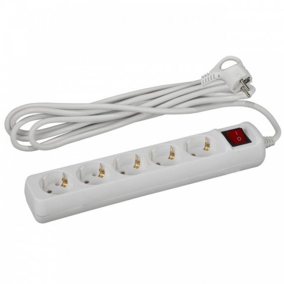 Фотография товара 'Эра Удлинитель бытовой 5гн, 5м, ПВС, 3x1мм2, 16A Б0028383'