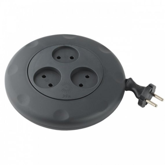 Фотография товара 'Эра Удлинитель UR-3-3m-B ЭРА рулетка, без заземл, 3гн, 3м, ШВВП, 2x0.75мм 2, 10А Б0019039'