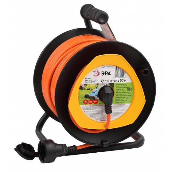 Фотография товара 'Эра Удлинитель силовой RPx-1e-3x1.5-50m на п. катушке c/з 50м 1 гн ПВС 3х1.5 Б0046840'