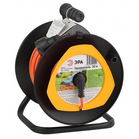 Фотография товара 'Эра Удлинитель силовой RPx-1e-3х0.75-30m на п. катушке c/з 1 гн 30м ПВС 3х0.75 Б0043046'