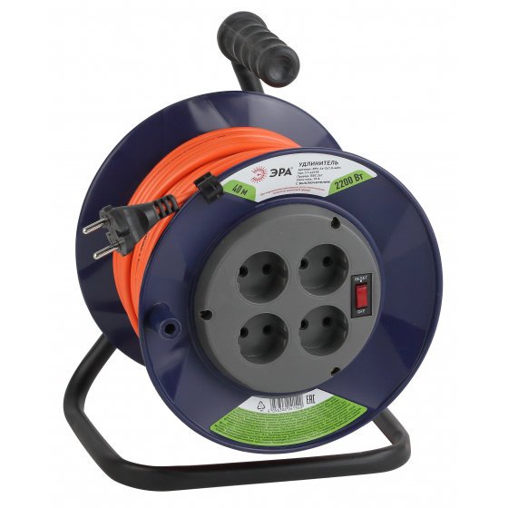 Фотография товара 'Эра Удлинитель силовой RPx-4s-2x1.0-40m на п. катушке б/з 4 гн 40м ПВС 2х1 Б0043051'