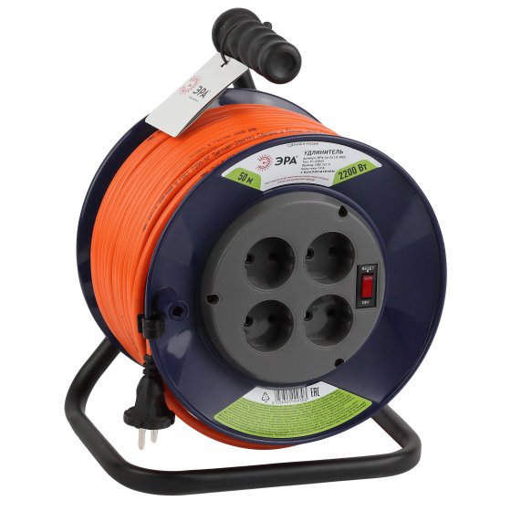 Фотография товара 'Эра Удлинитель силовой RPx-4s-2x1.5-50m на п. катушке б/з 4 гн 50м ПВС 2х1.5 Б0046831'