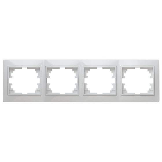 Фотография товара 'Эра Рамка для розеток и выключателей Intro Plano 1-504-01 на 4 поста горизонтальная, СУ, белый Б0027629'