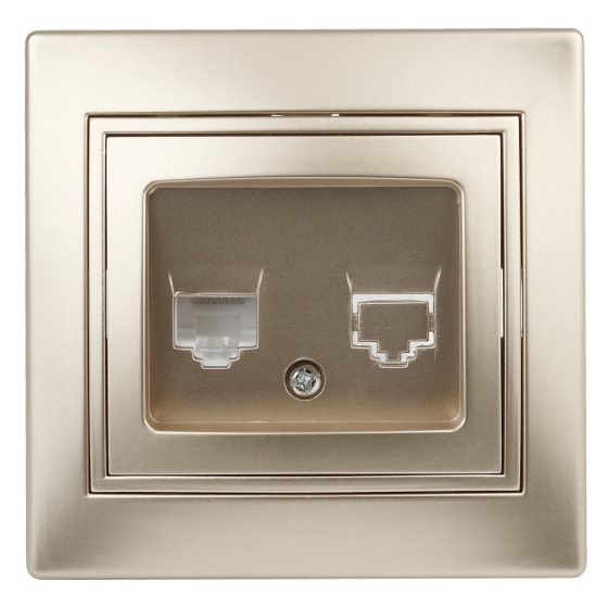 Фотография товара 'Эра Розетка Intro Plano 1-302-04 телефонная RJ11, IP20, СУ, шампань Б0030083'